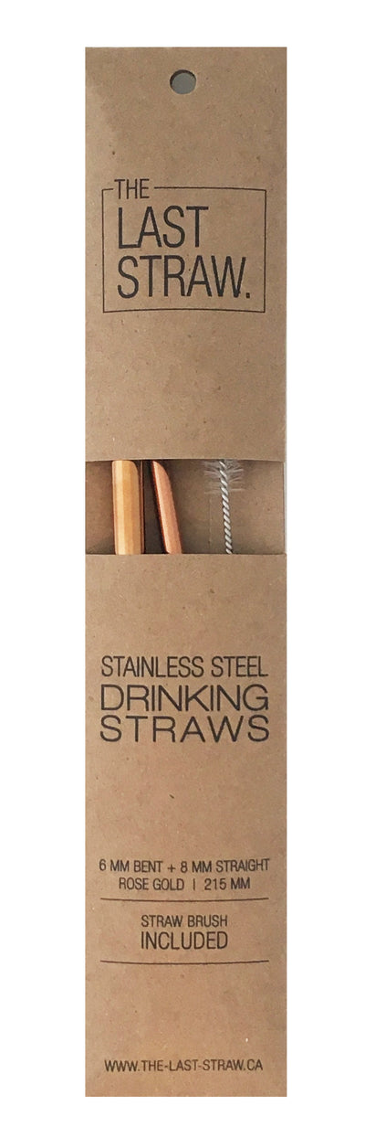 Stainless Straw Duo: Rose Gold w/brush